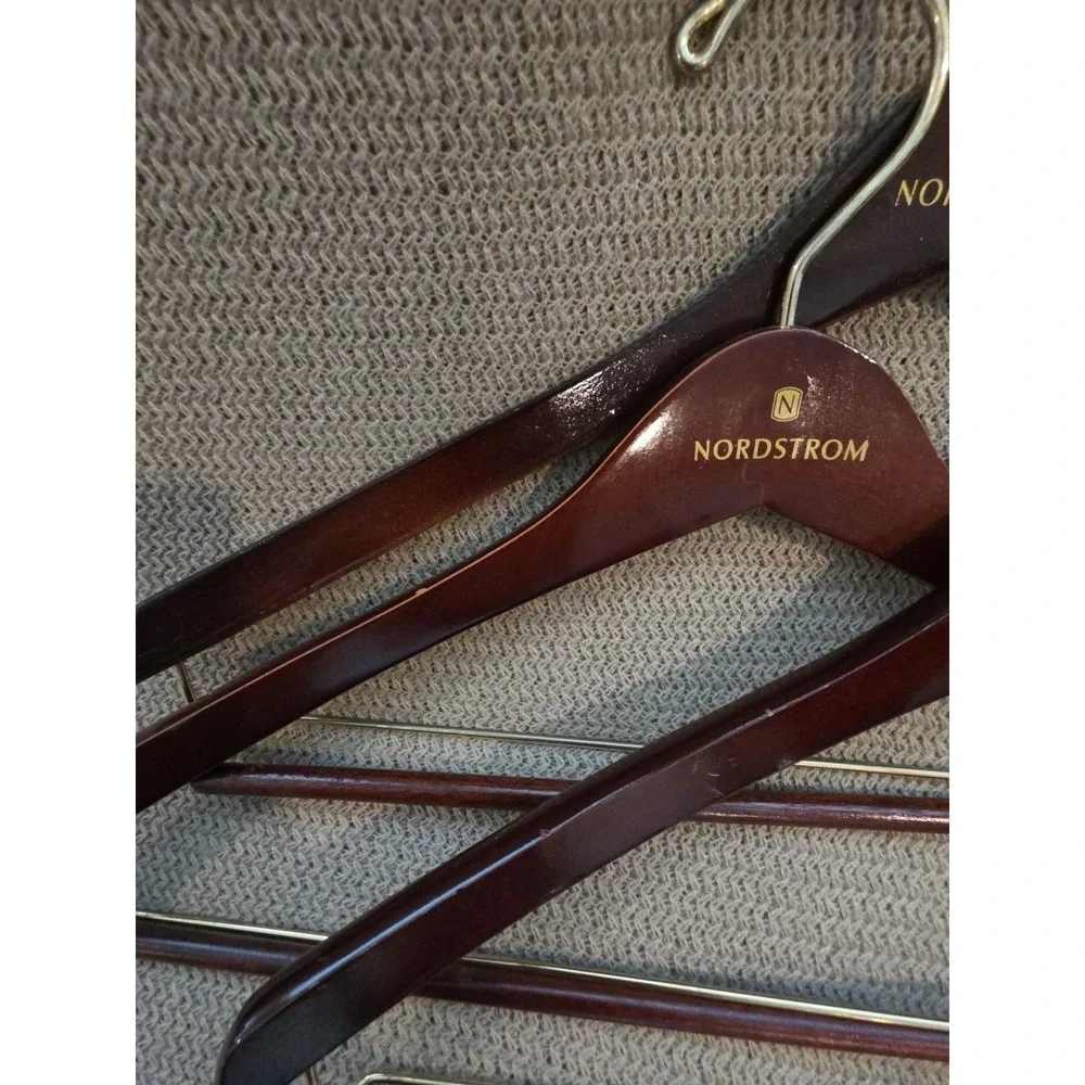 VTG Nordstrom Classy Wood Hangers Lot Of 3 Suit & Pant Hangers Old Money